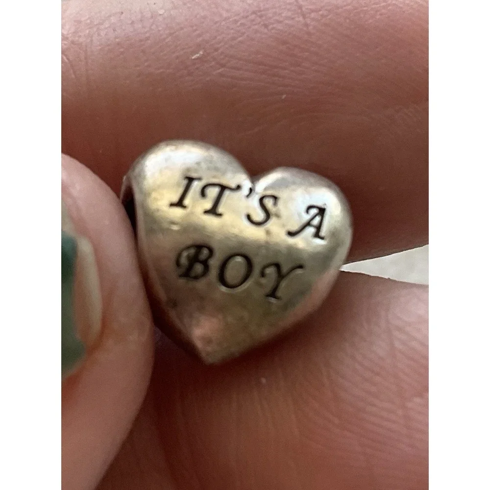 Pandora Baby Boy Charm  ALE 925 Sterling Silver Heart Blue Stone